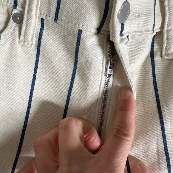 Banana Republic Mid Rise Cream & Navy Striped Skinny Jeans - Picture 4 of 8